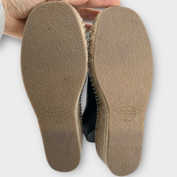 RAG & BONE black leather Arc Wedge peep toe espadrille sandals size 38.5 - Picture 5 of 7